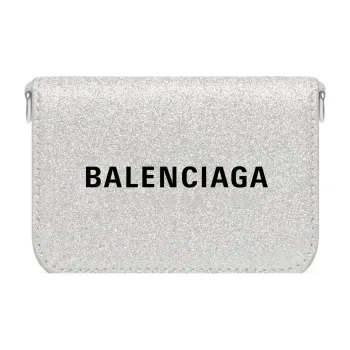 Balenciaga Cash Leather Wallet Mini Women's Silver