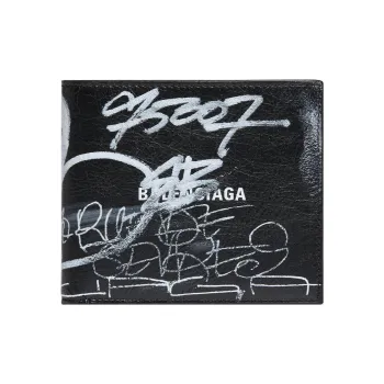 Balenciaga Square Folded Graffiti Wallet Black/White