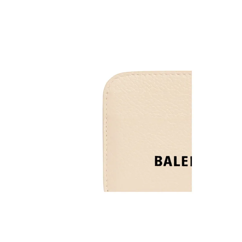 Balenciaga Cow Leather Card Holder Mini Women's Beige-3