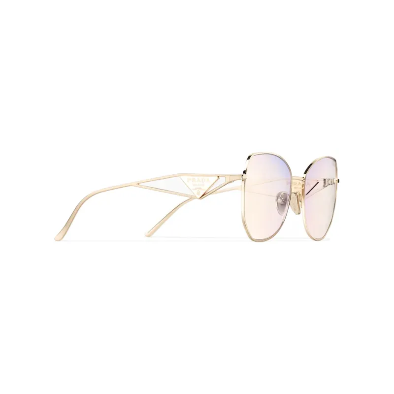 PRADA Metal Irregular Shape Sunglasses Women's Gold-1