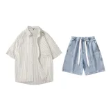 Set (Shirts Mici Stripes+Pants Ice Blue)