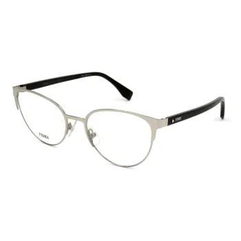 FENDI Metal Cat Eye Eyeglass Frames Unisex Gray