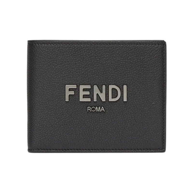 FENDI Signature Calfskin Wallet Men's Black-0
