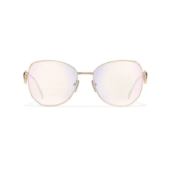 PRADA Metal Irregular Shape Sunglasses Women's Gold