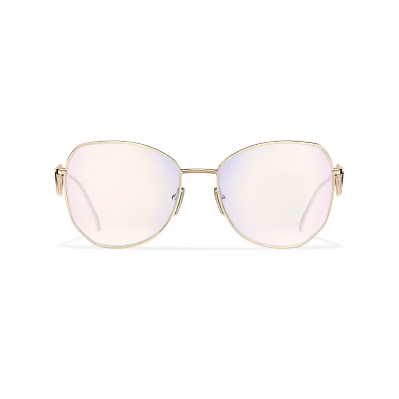 PRADA Metal Irregular Shape Sunglasses Women's Gold-0