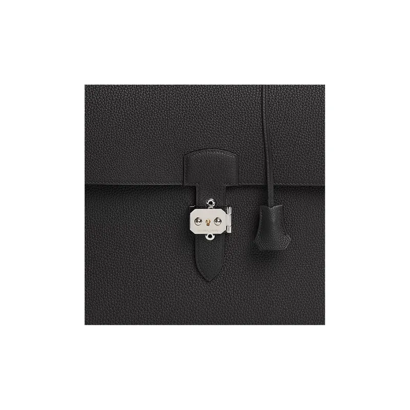 HERMES Sac A Depeches Togo Calfskin Business Bag, Handbag, Briefcase Men's 89 Noir Black-4