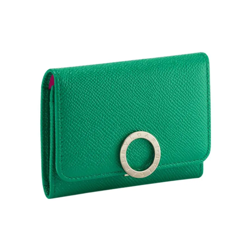BVLGARI Calfskin Card Holder Women's Green-0
