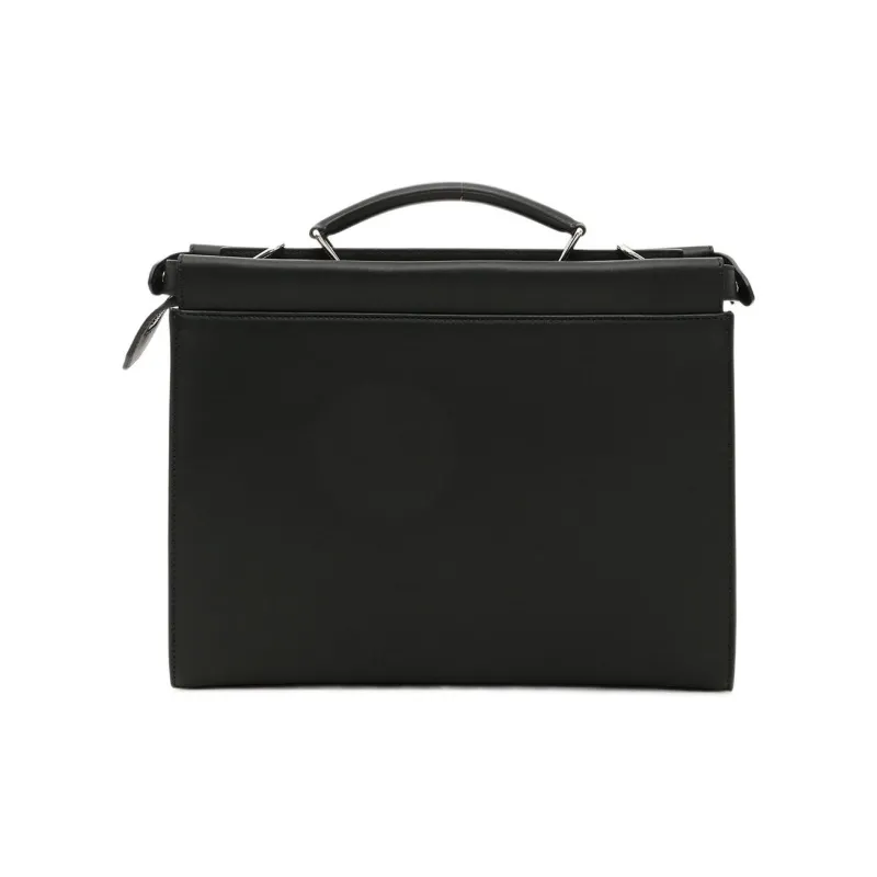 FENDI Peekaboo Leather Briefcase Shoulder Bag Crossbody Bag Handbag Regular Men's Black-2