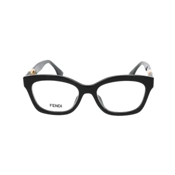 FENDI Acetate Irregular Shape Eyeglass Frames Unisex Black
