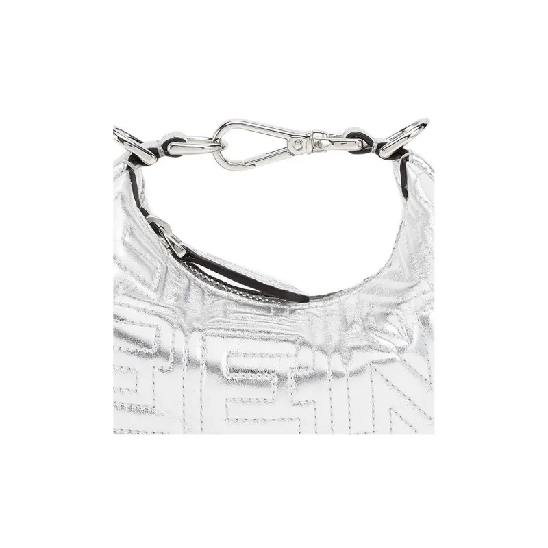 FENDI Fendigraphy Calfskin Crescent Bag Portable Wrist Bag Extra Mini Women's Silver-3