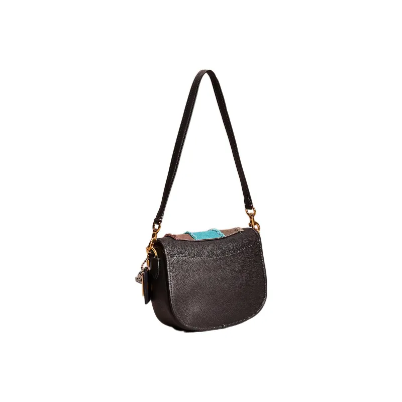 COACH Willow Leather Saddle Bag, Shoulder Bag Small Size Women's Black-1