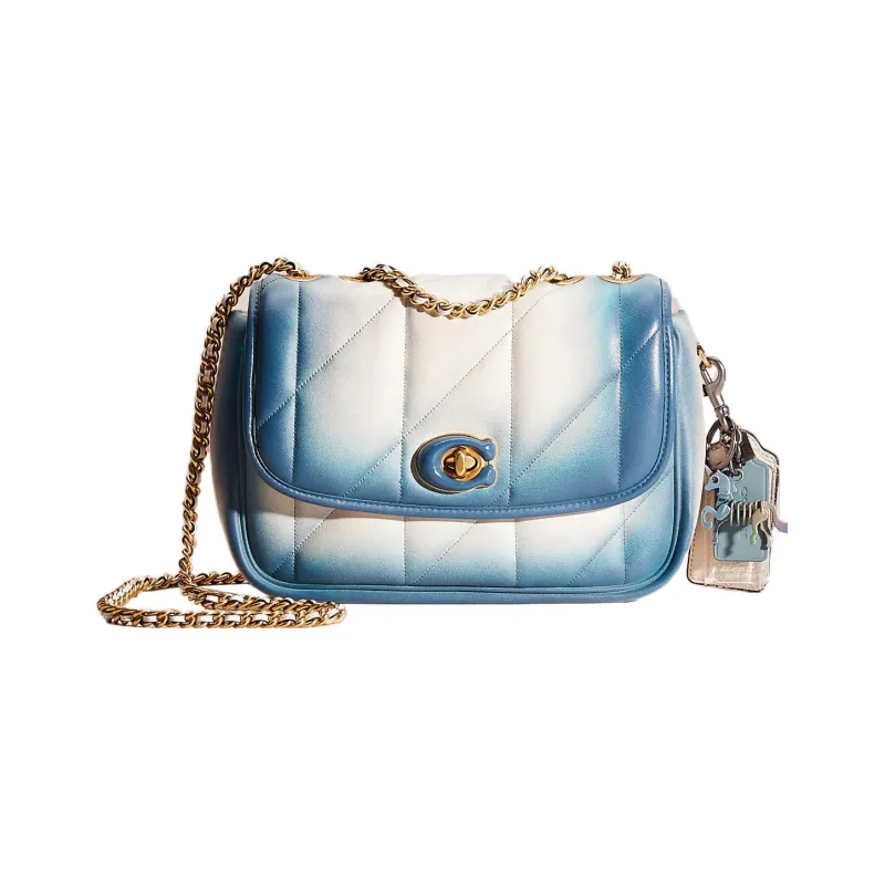 COACH Madison Leather Tofu Bag Shoulder Bag Women's Blue White & Multicolor-0