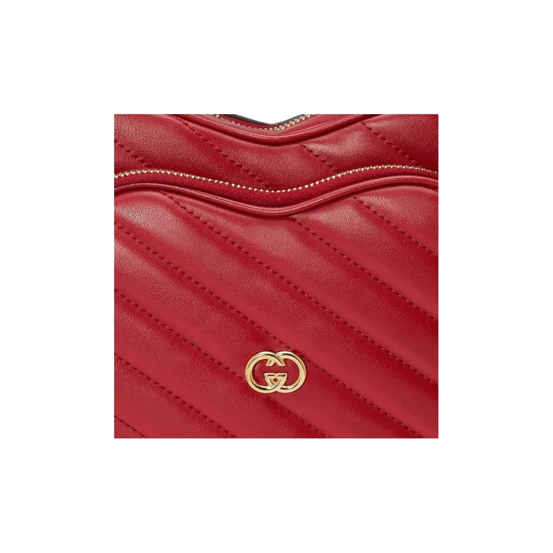 GUCCI Leather Crossbody Bag, Shoulder Bag Women's Red-7