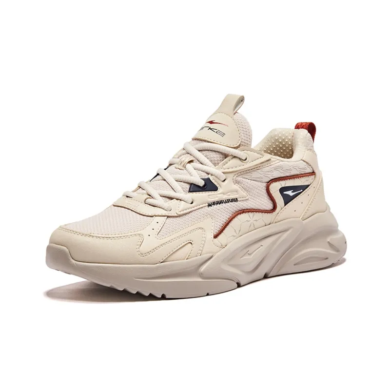 Erke Streams Cushioned Wear-Resistant Height Increasing Low-Top Running Shoes Men's Warm Linen-2