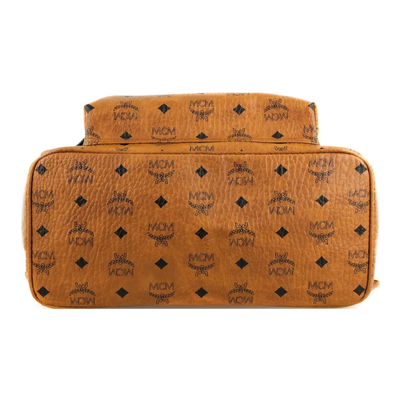 MCM Stark Backpack Visetos Side Studs Medium Cognac-3