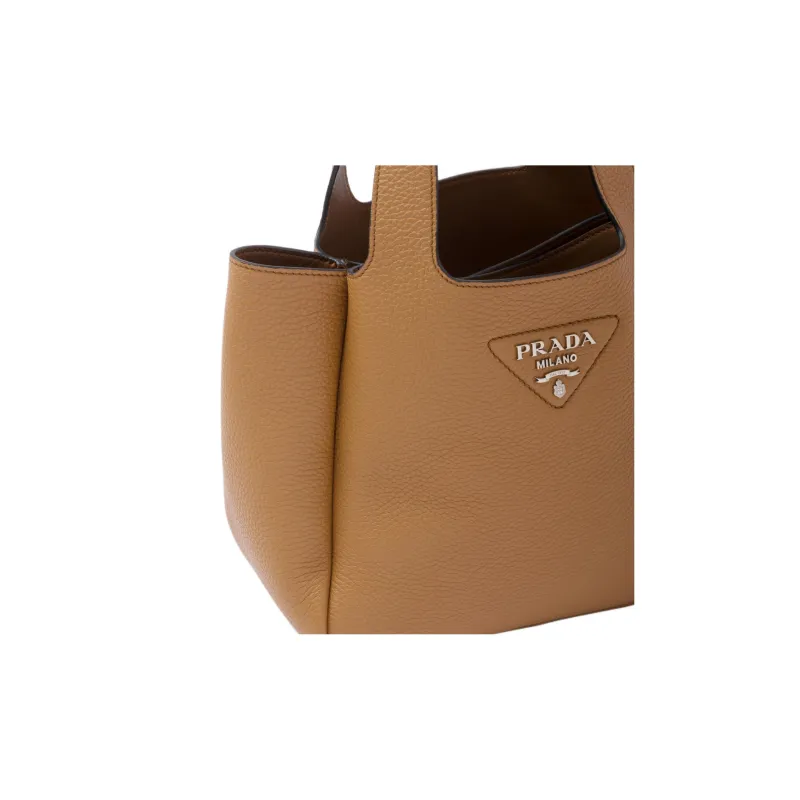 PRADA Leather Basket Bag Tote Bag Shopping Bag Handbag Women's Caramel-4
