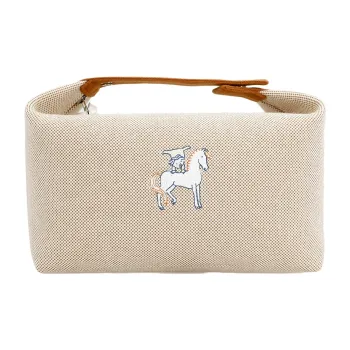 HERMES Bride a Brac Canvas Cotton Canvas Bag Lunch Boxes With Storage Unisex Orange