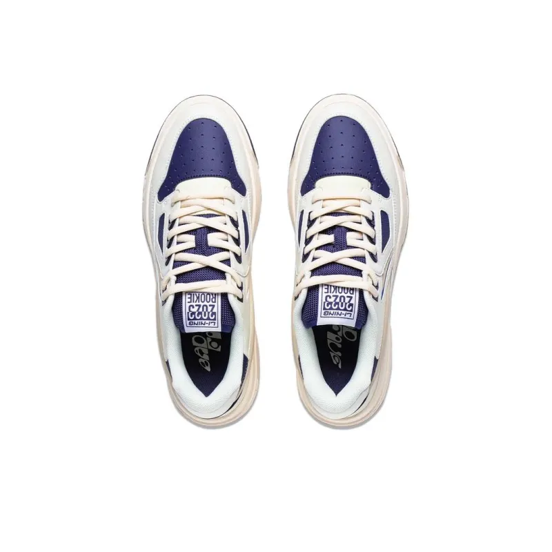 LiNing Rookie 2 Anti Slip Wear Resistant Low Top Skateboard Shoes Men's White Blue-3