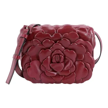 Valentino Atelier Sheepskin Leather Messenger Bag Shoulder Bags Handbags Women's Cherry Red