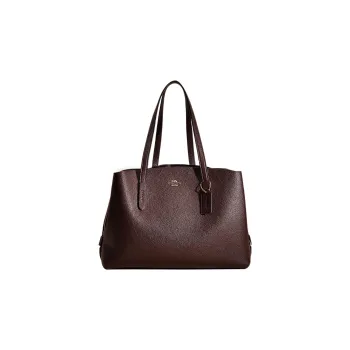 COACH Charlie Pebbled Leather Tote Bag Shopping Bag Shoulder Bag Handbag Large Size Women's Dark Brown