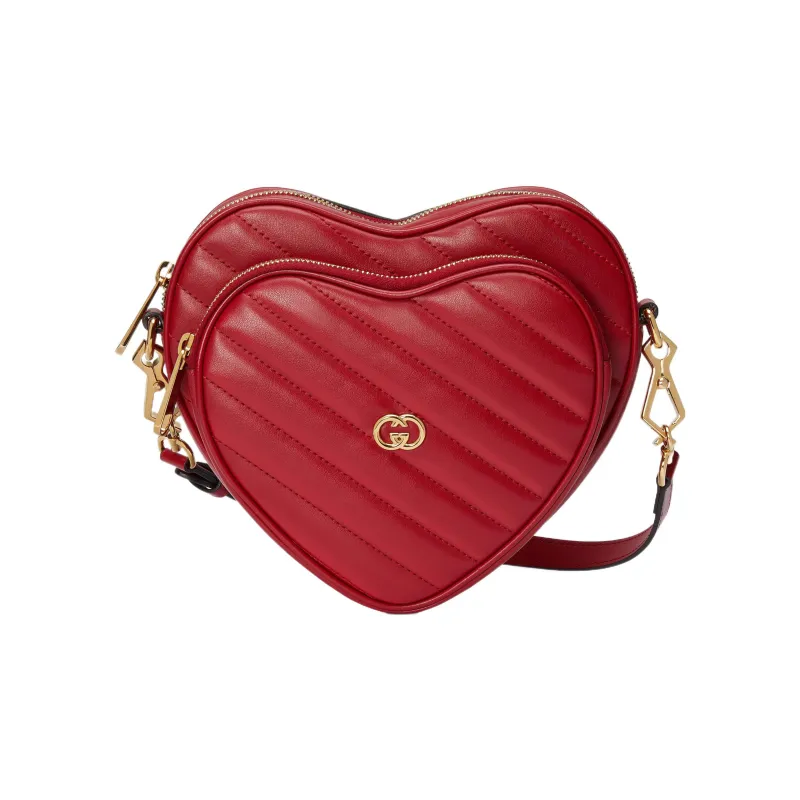 GUCCI Leather Crossbody Bag, Shoulder Bag Women's Red-0
