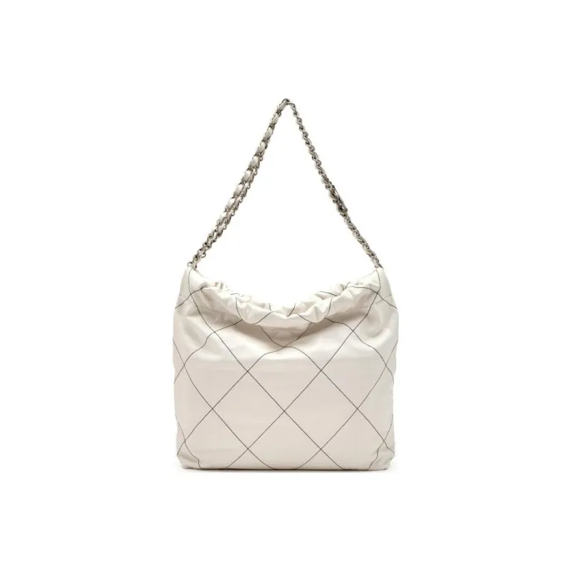 CHANEL 23C Spring 22 Bag Calfskin Tote Bag, Shopping Bag, Handbag, Shoulder Bag Women's White-3
