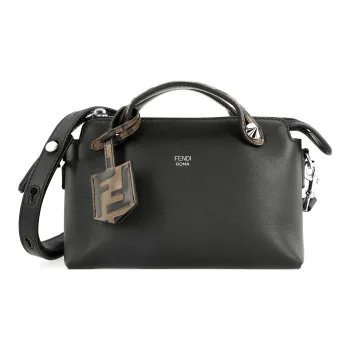 FENDI Calfskin Boston Bag Crossbody Handbag Shoulder Bag Mini Women's Black