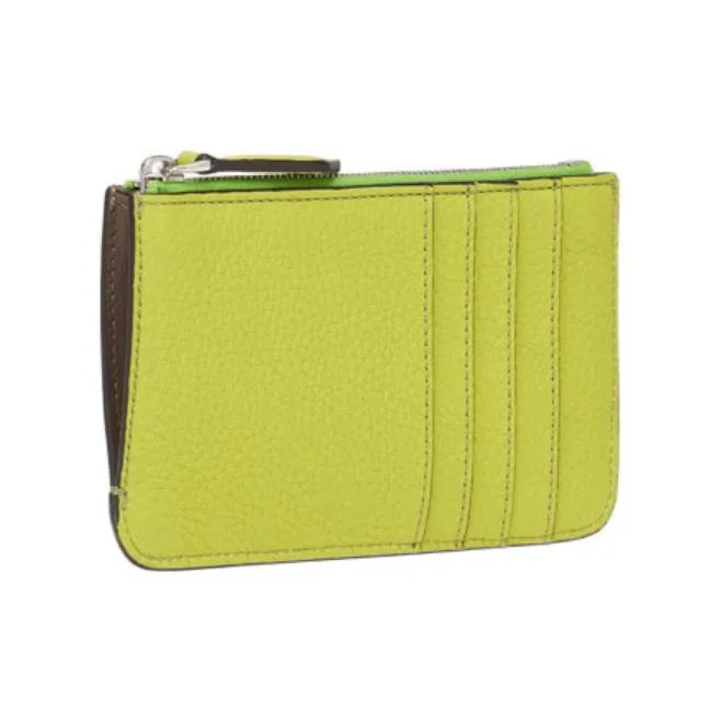 FENDI Peekaboo Cow Leather Card Holder Key Pouch Coin Purse Women's Sprout Green-2