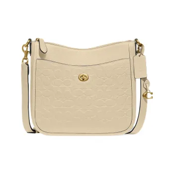 COACH Chaise Leather Messenger Bag, Shoulder Bag, Crossbody Bag Regular Women's Beige Yellow