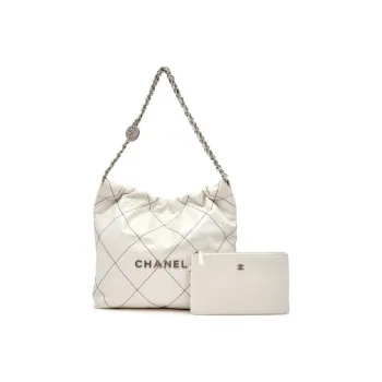 CHANEL 23C Spring 22 Bag Calfskin Tote Bag Shopping Bag Handbag Shoulder Bag Medium Size Women's White