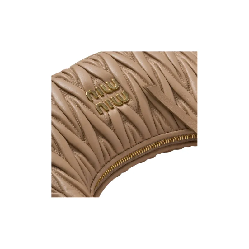 MIU MIU Sheepskin Hobo Bag, Shoulder Bag, Handbag Women's Sand Yellow-4