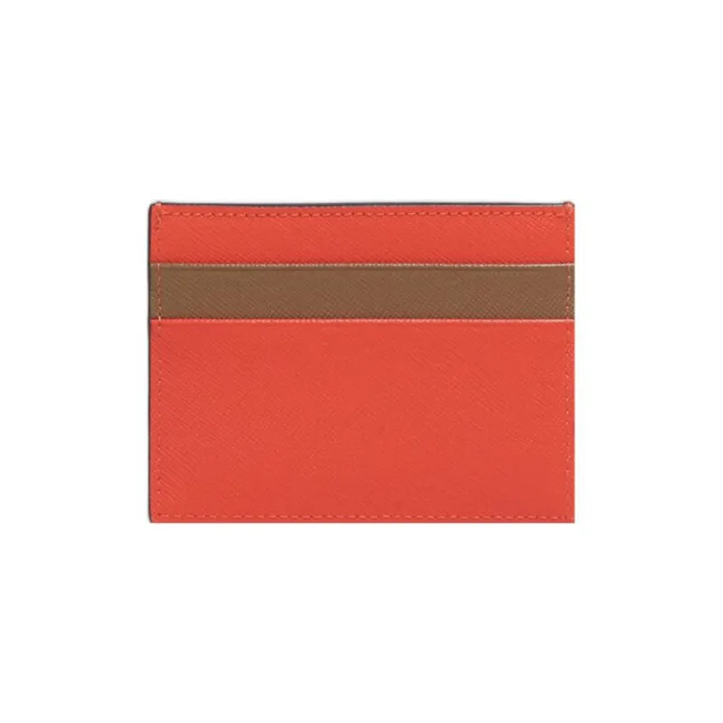 MARNI Leather Card Holder Men's Orange/Brown-1