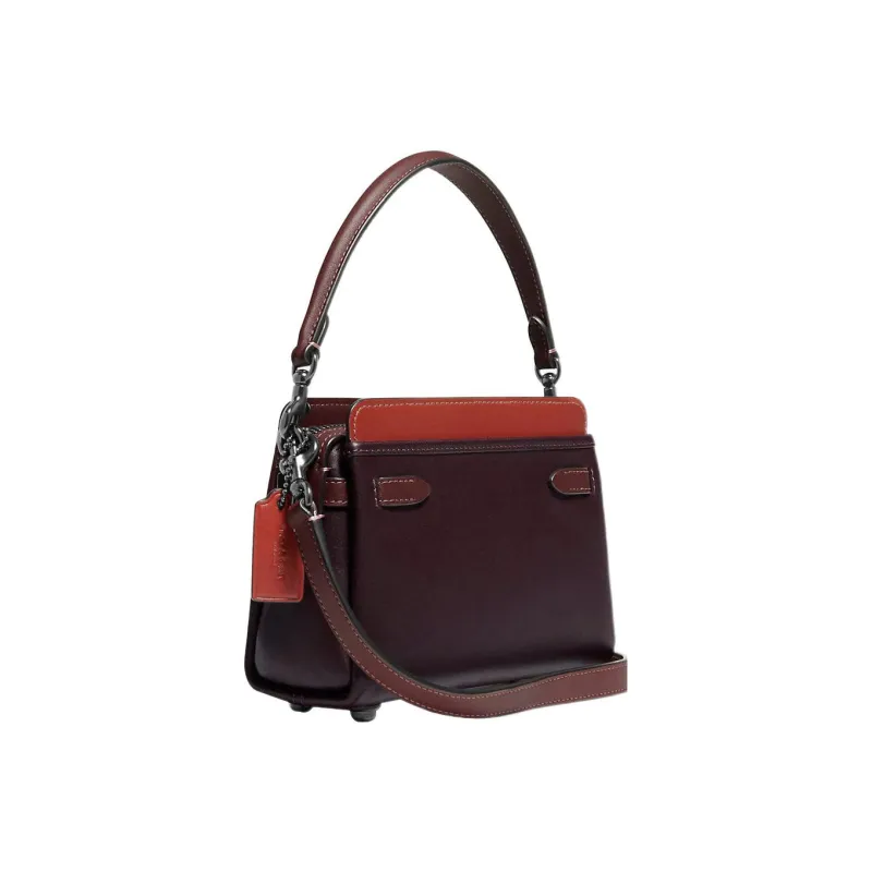 COACH Tate Leather Handbag Shoulder Bag Crossbody Bag Small Size Women's Red & Dark Brown-1