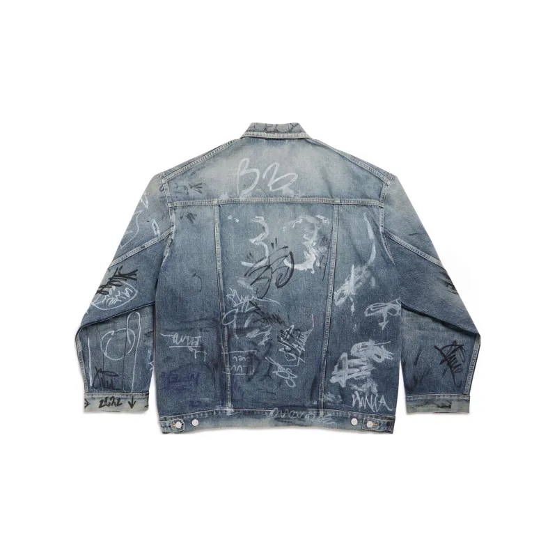 Balenciaga Graffiti Jackets Unisex Blue-1