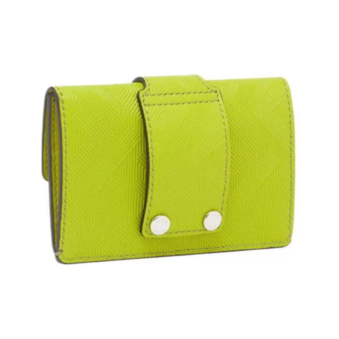 FENDI Calfskin Coin Purses Card Holders Men's Sprout Green-2