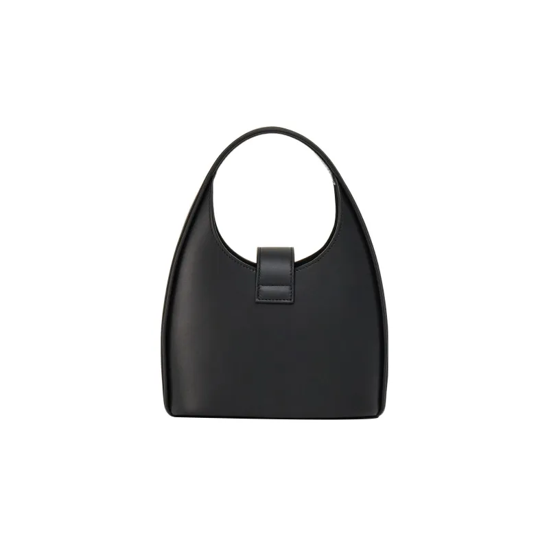 FERRAGAMO Cow Leather Hobo Bag, One Shoulder Handbag Mini Women's Black-3