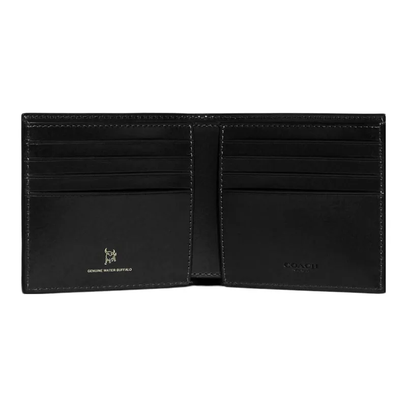 COACH Billfold Wallet Buffalo Leather Coin Purses Wallets Men's Black-1
