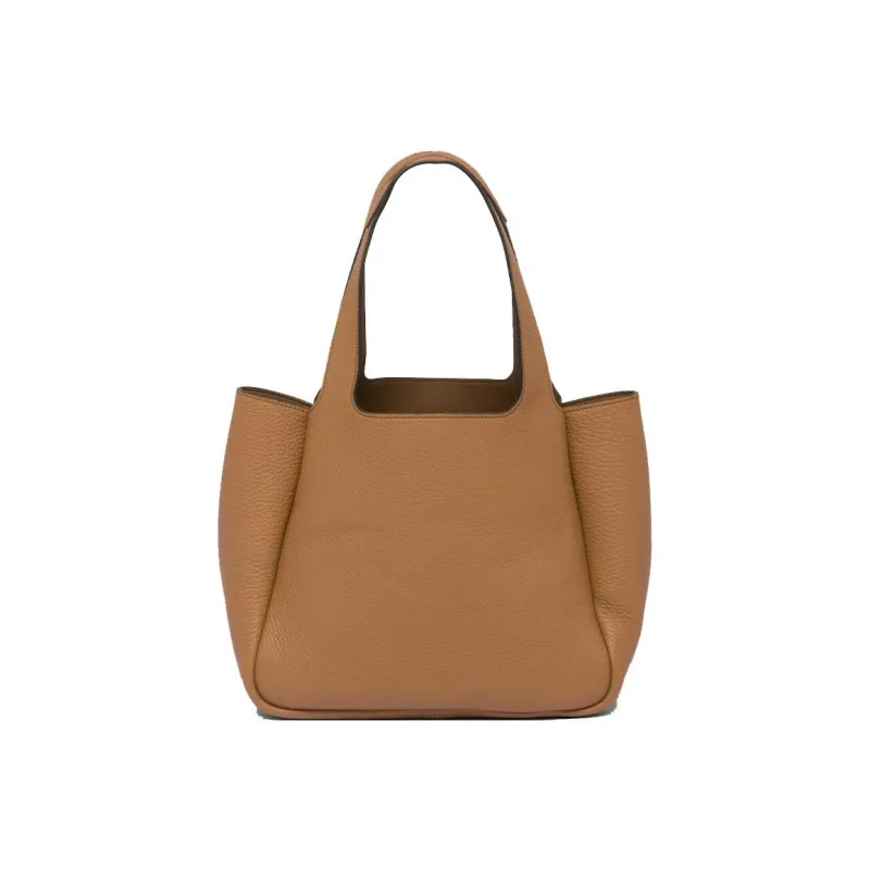 PRADA Leather Basket Bag Tote Bag Shopping Bag Handbag Women's Caramel-1