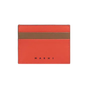 MARNI Leather Card Holder Men's Orange/Brown
