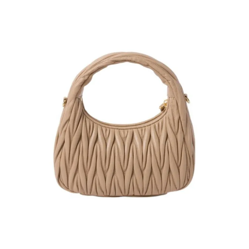 MIU MIU Sheepskin Hobo Bag, Shoulder Bag, Handbag Women's Sand Yellow-3
