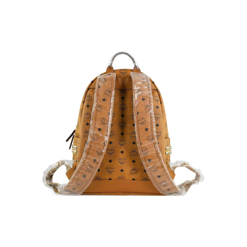 MCM Stark Backpack Visetos Side Studs Medium Cognac-2