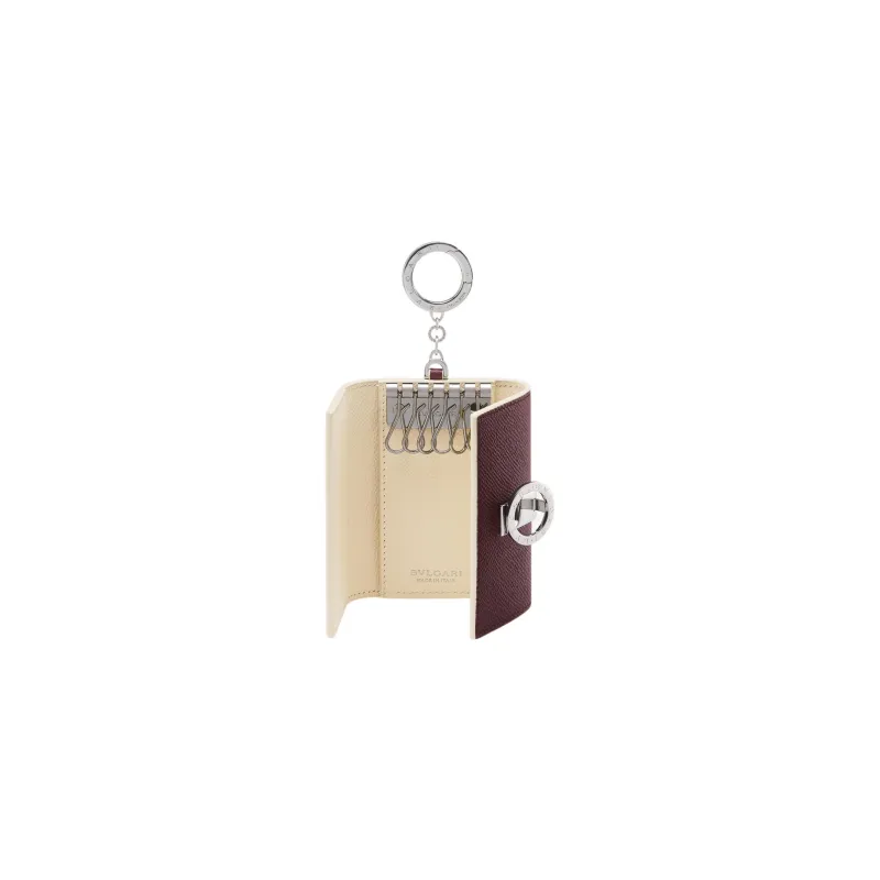 BVLGARI Bulgari Clip Calfskin Key Pouch Women's Brown-1