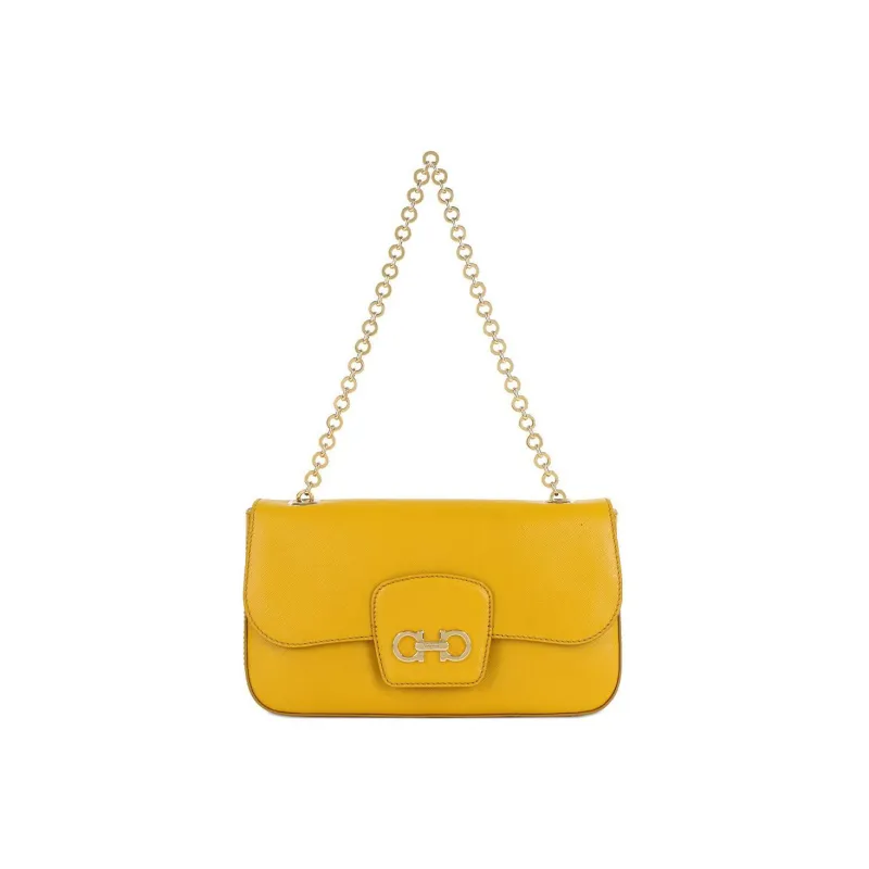 FERRAGAMO Leather Shoulder Bag Crossbody Bag Women's Yellow-1