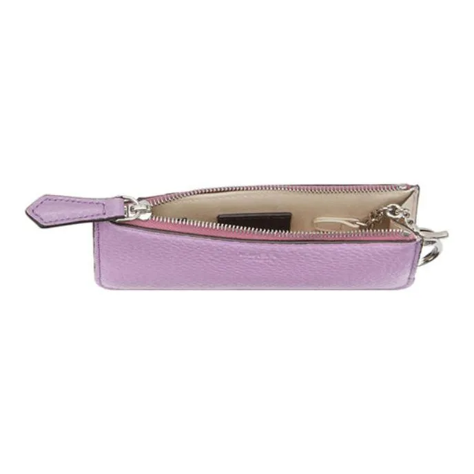 FENDI Peekaboo Cow Leather Card Holder Coin Purse Women's Purple-3
