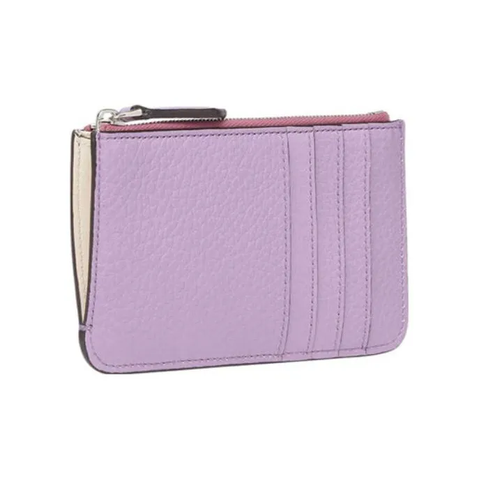FENDI Peekaboo Cow Leather Card Holder Coin Purse Women's Purple-2