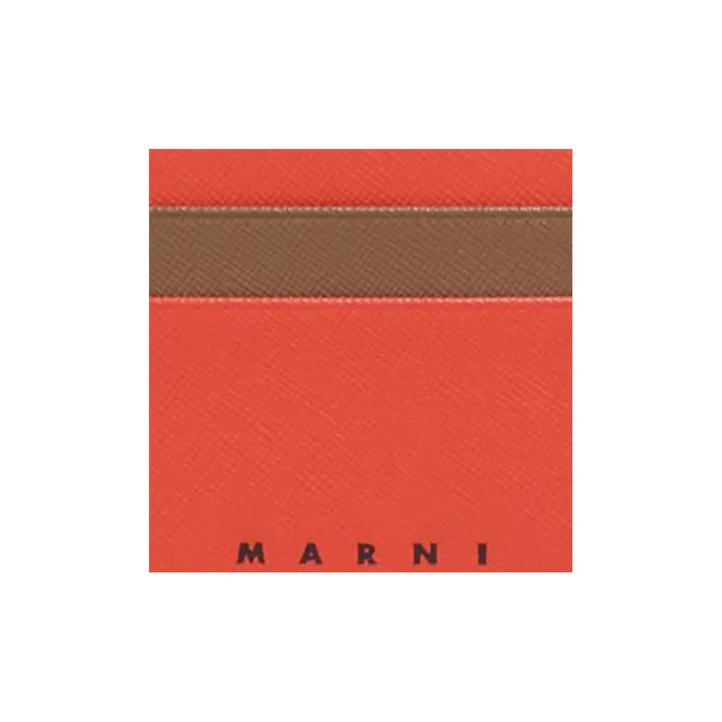 MARNI Leather Card Holder Men's Orange/Brown-3