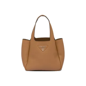 PRADA Leather Basket Bag Tote Bag Shopping Bag Handbag Women's Caramel