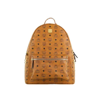 MCM Stark Backpack Visetos Side Studs Medium Cognac