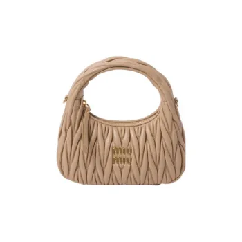 MIU MIU Sheepskin Hobo Bag Shoulder Bag Handbag Shoulder Bag Women's Sand Yellow