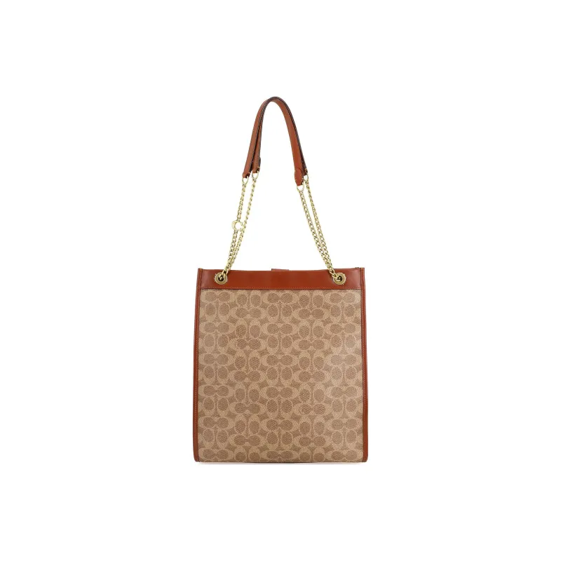 COACH Cashin Leather Tote Bag Shopping Bag Handbag Large Size Women's Brown & Monogram-2